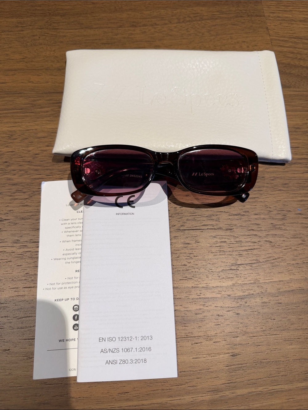 Le Specs Women's Dark Brown Rectangular Sunglasses